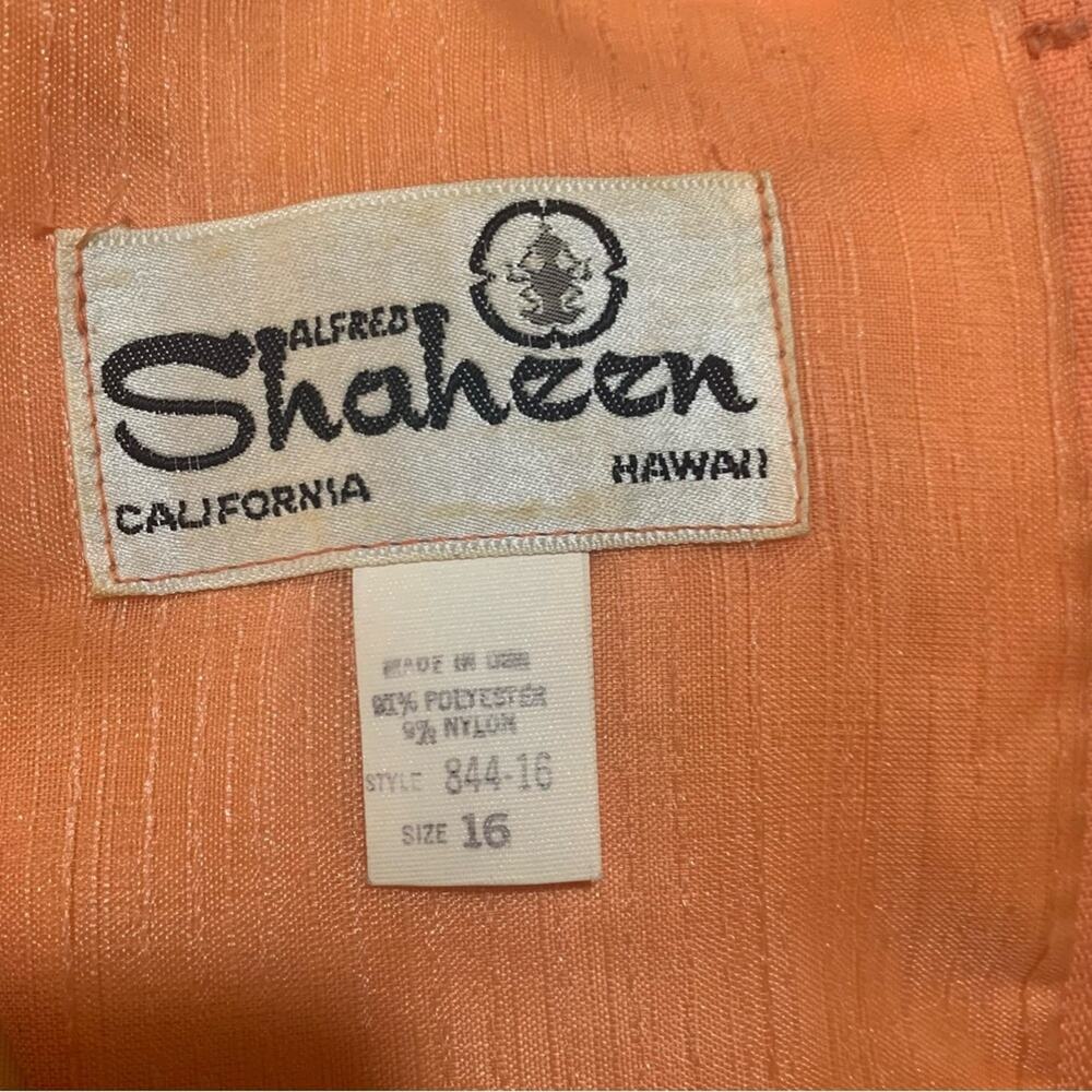 Shaheen California size 16 large Chic Orange Patterned Long Sleeve Dress satin - Picture 3 of 9